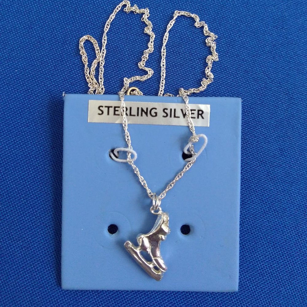 Sterling Silver Ice Skate Necklace